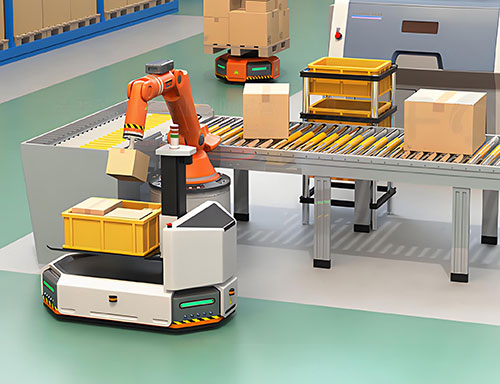 料箱搬運總卡殼AGV+機械手配合方案來了